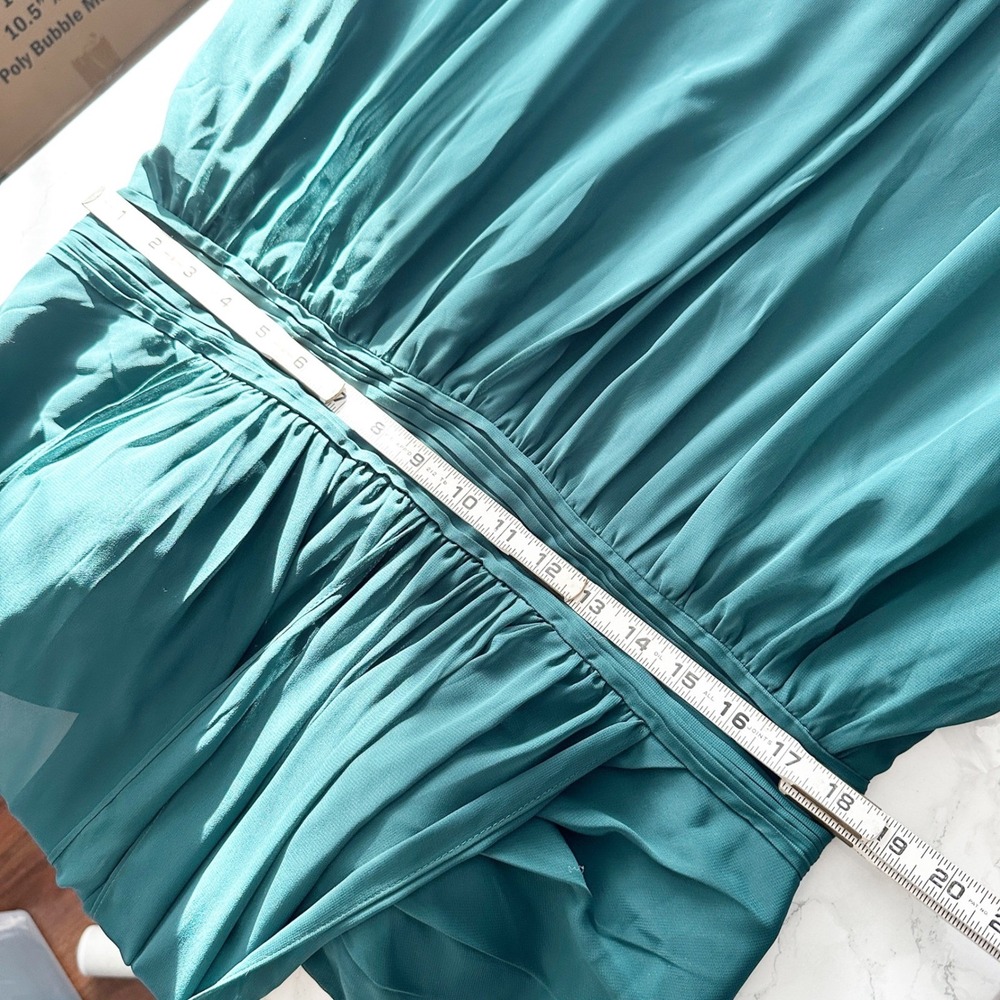 Azazie Lamara Pine‎ Green Chiffon Convertible Wide Leg Jumpsuit Size A16 - Picture 11 of 16